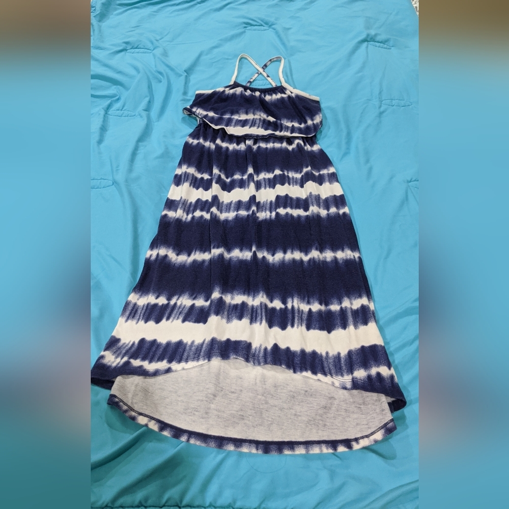 Blue/white tie dye long summer dress